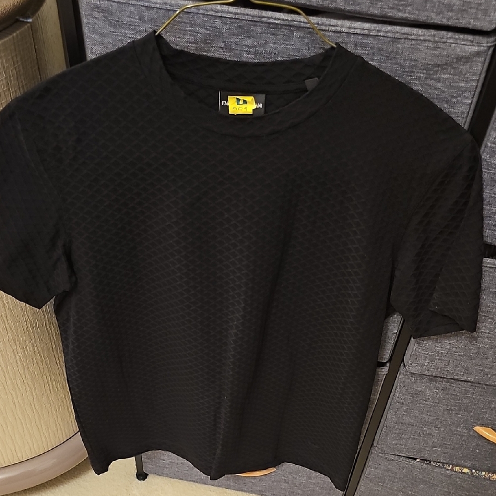 Emporio Armani Black Textured Dress Shirt